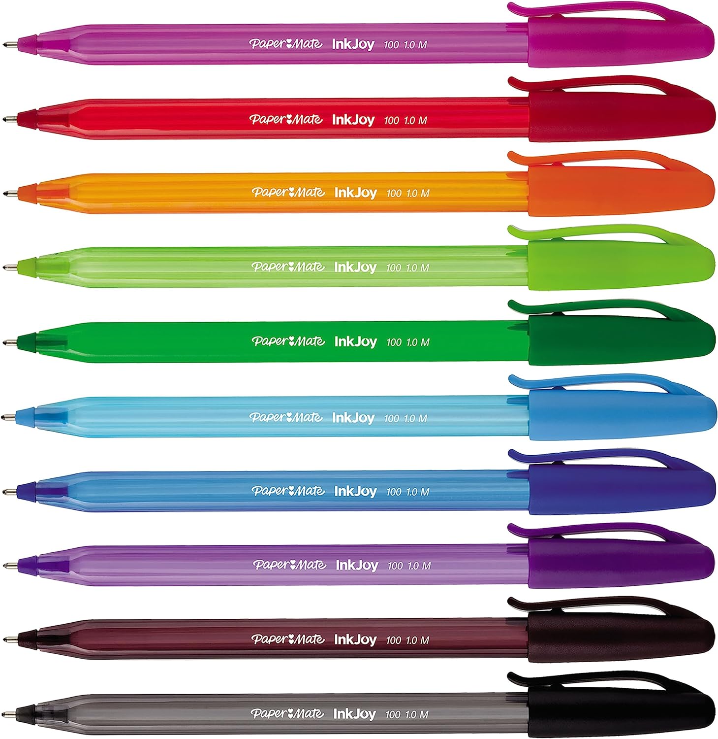 Paper Mate InkJoy 100ST Ballpoint Pen | Medium Point (1.0mm) | Assorted Fun Colours | 12 Count assorted colours 12 Count (Pack of 1) single