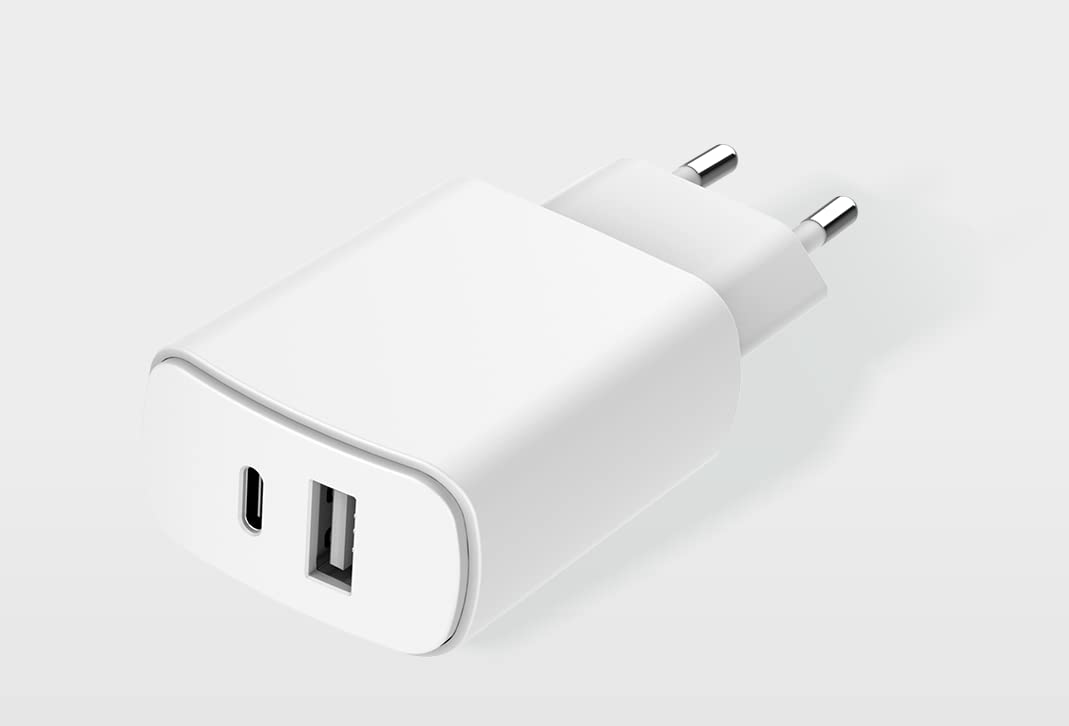 JUST GREEN Double Recyclable Home Charger USB A+C PD 37W (12+25W) Power Delivery White