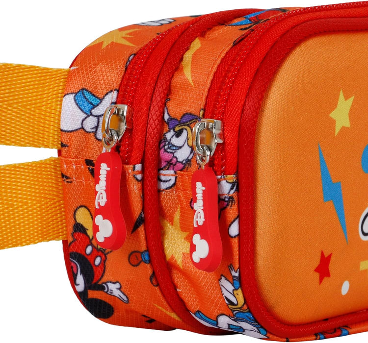 Mickey Mouse Whisper-3D Double Pencil Case, Orange, 22 x 9.5 cm