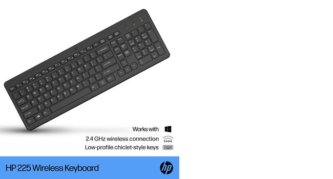 Hp 225 - Keyboard - 2.5-Zone Layout - Wireless - 2.4 Ghz - Uk - Black