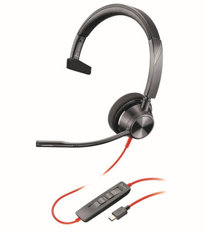 Plantronics – Blackwire 3310 USB-C (Poly) – Wired, Single Ear (Mono) Headset with Boom Mic – USB-C to connect to your PC and/or Mac – Works with Teams, Zoom & more USB-C Single Mono