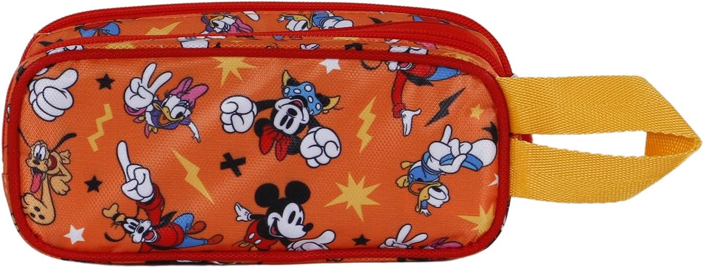Mickey Mouse Whisper-3D Double Pencil Case, Orange, 22 x 9.5 cm