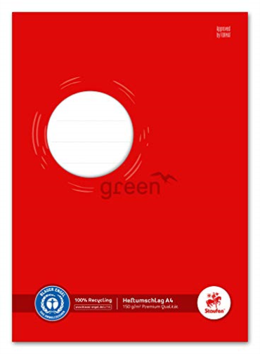 Staufen Staufen Green 794004615 Notebook Cover with Labelling Field DIN A4 150 g/m² Recycled Paper Perfect Protection for School Books Red Pack of 10 Red DIN A4