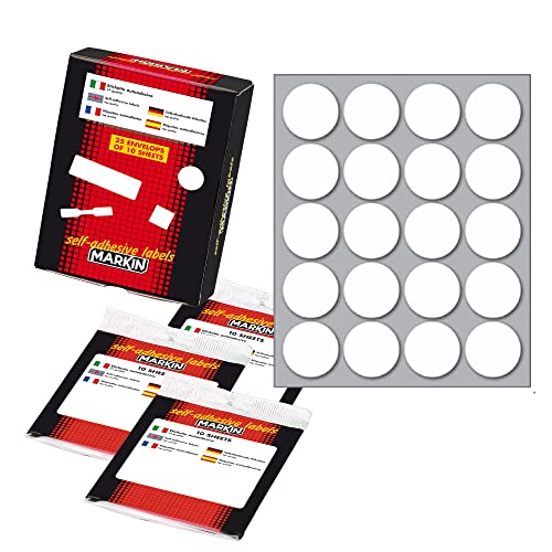 Markin adhesive labels round dimaetro 27 white (10 sheets x20 labels/sheet) 5
