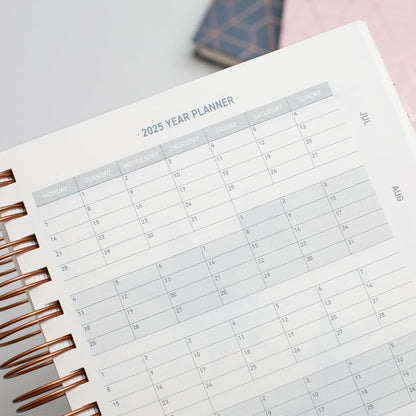 Matilda Myres 2024 Diary - A5 Day a Page - Rose Gold Wiro Bound - January to December Planner - Rose Gold Design - Hardback Covers (Grey 2024)