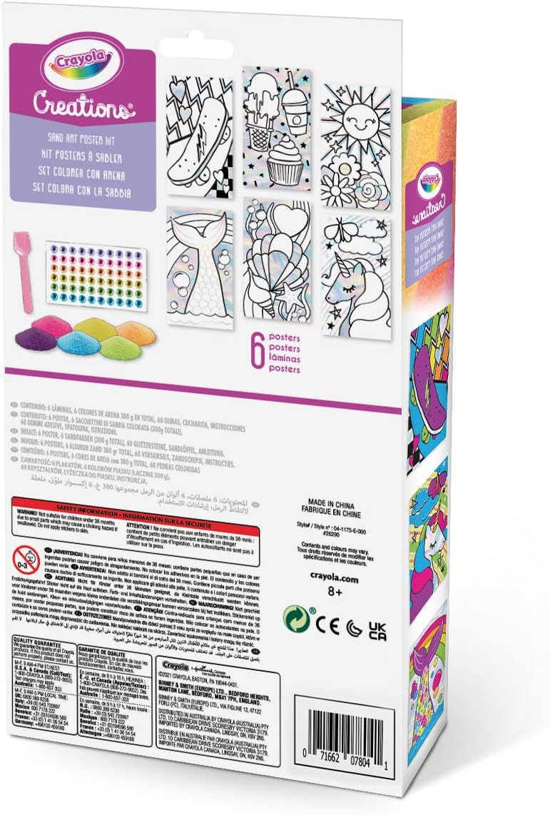 CRAYOLA 04-1175 Creations Colour Sand Poster Set for Creative Activity and Gift for Girls Age 8+ Color Set with Sand
