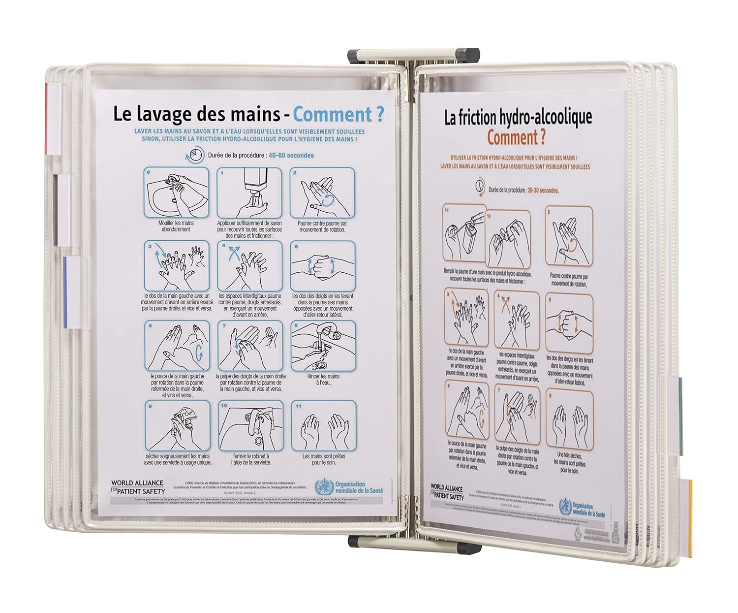 Tarifold Fr 414502- Sterifold Antimicrobial Wall Kit with 10 Swivel Pockets A4 Document Holder, White Frame