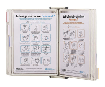 Tarifold Fr 414502- Sterifold Antimicrobial Wall Kit with 10 Swivel Pockets A4 Document Holder, White Frame