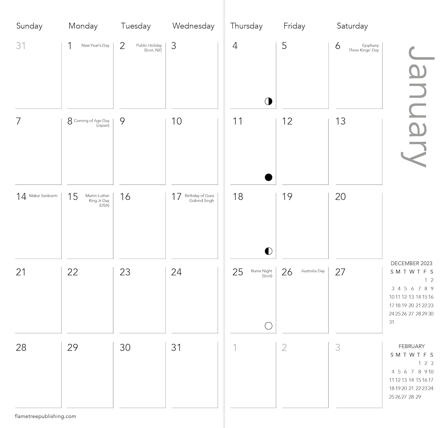 National Galleries Scotland: Floral 2024 Year Planner - Month to View