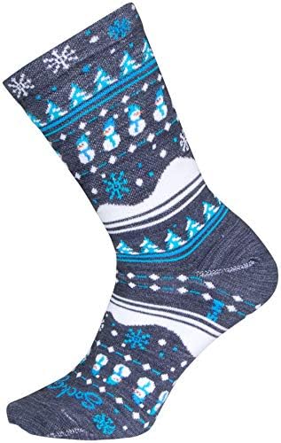 SockGuy Xmas Winter Sweater Blue Wool Socks L/XL