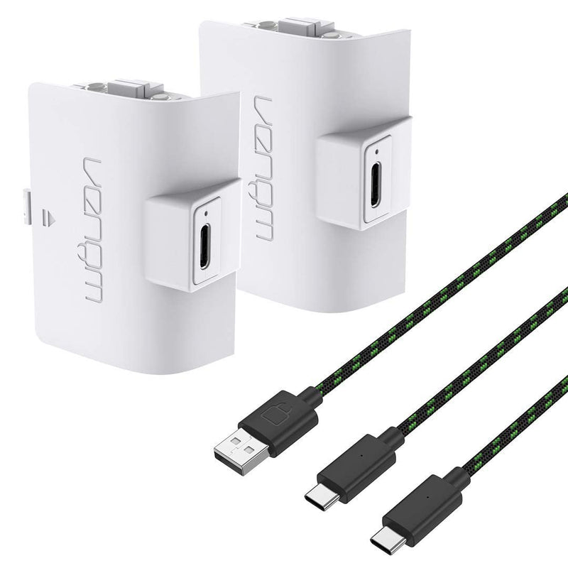 Venom Twin High Capacity Rechargeable Battery Pack Black for Xbox Series X/S & One - White 1100mAh (White)