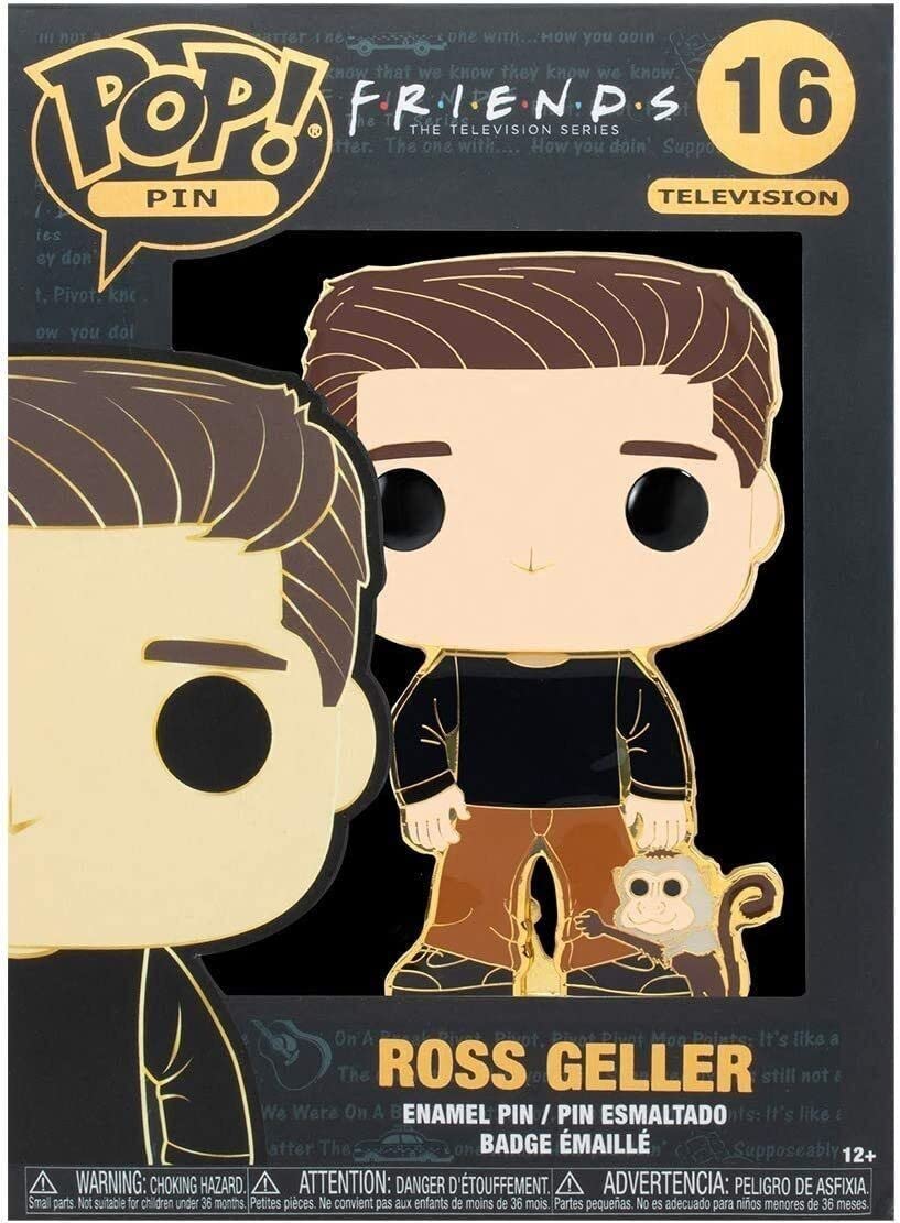 Loungefly Funko POP! Enamel Pins: Friends - Ross Geller With Monkey - Cute Collectable Novelty Brooch - for Backpacks & Bags - Gift Idea - Official Merchandise - TV Fans Standard