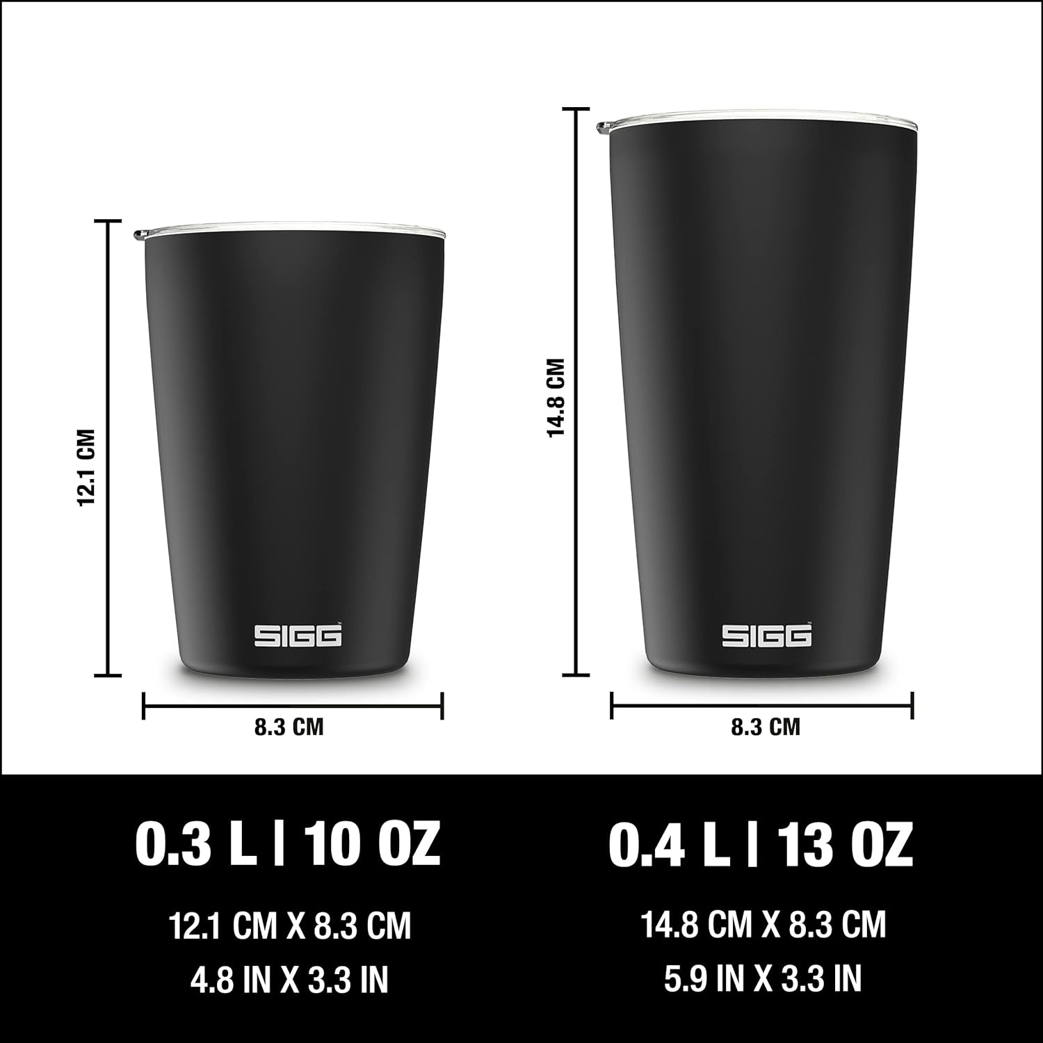 SIGG - Neso Pure Cream Coffee Travel Mug - With Tritan Lid - Dishwasher Safe - Lightweight - BPA Free - 18/8 Stainless Steel - 0.3L / 0.4L Black 0.3 L