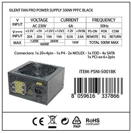 Alim. 500W Silent Fan Pro Black