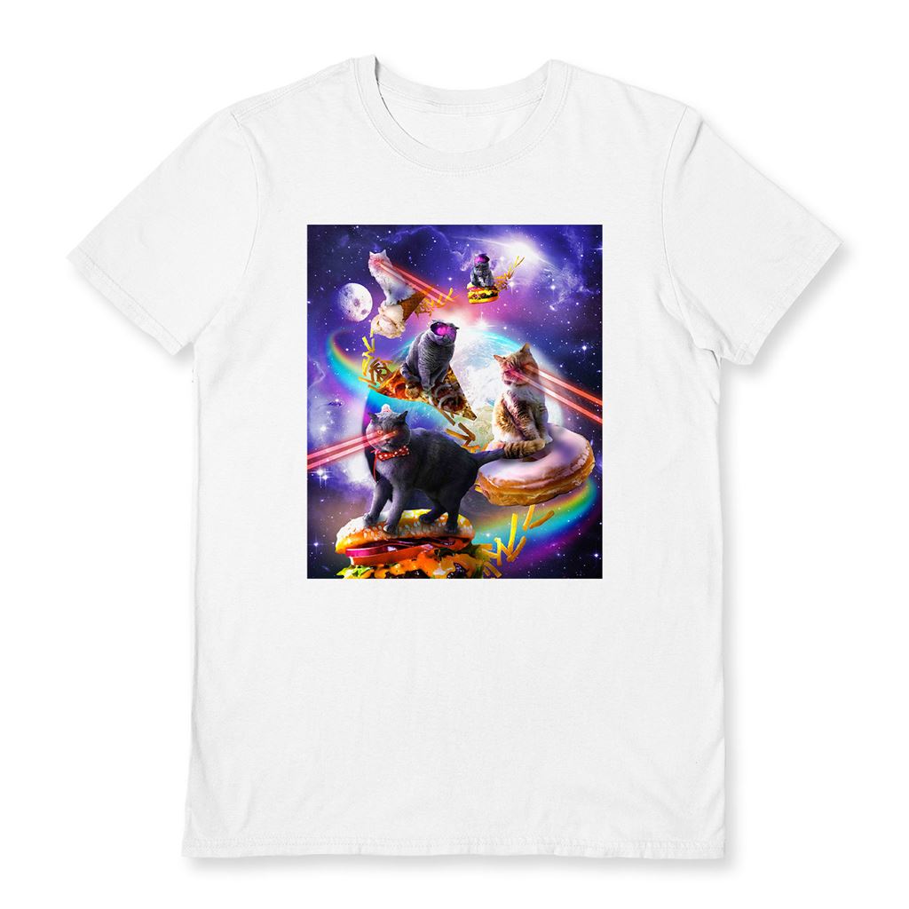 RANDOM GALAXY (LASER CATS) WHITE UNISEX T-SHIRT