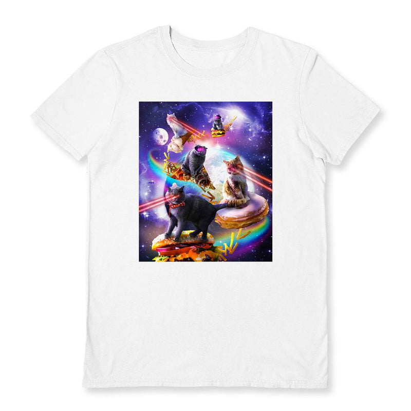 RANDOM GALAXY (LASER CATS) WHITE UNISEX T-SHIRT