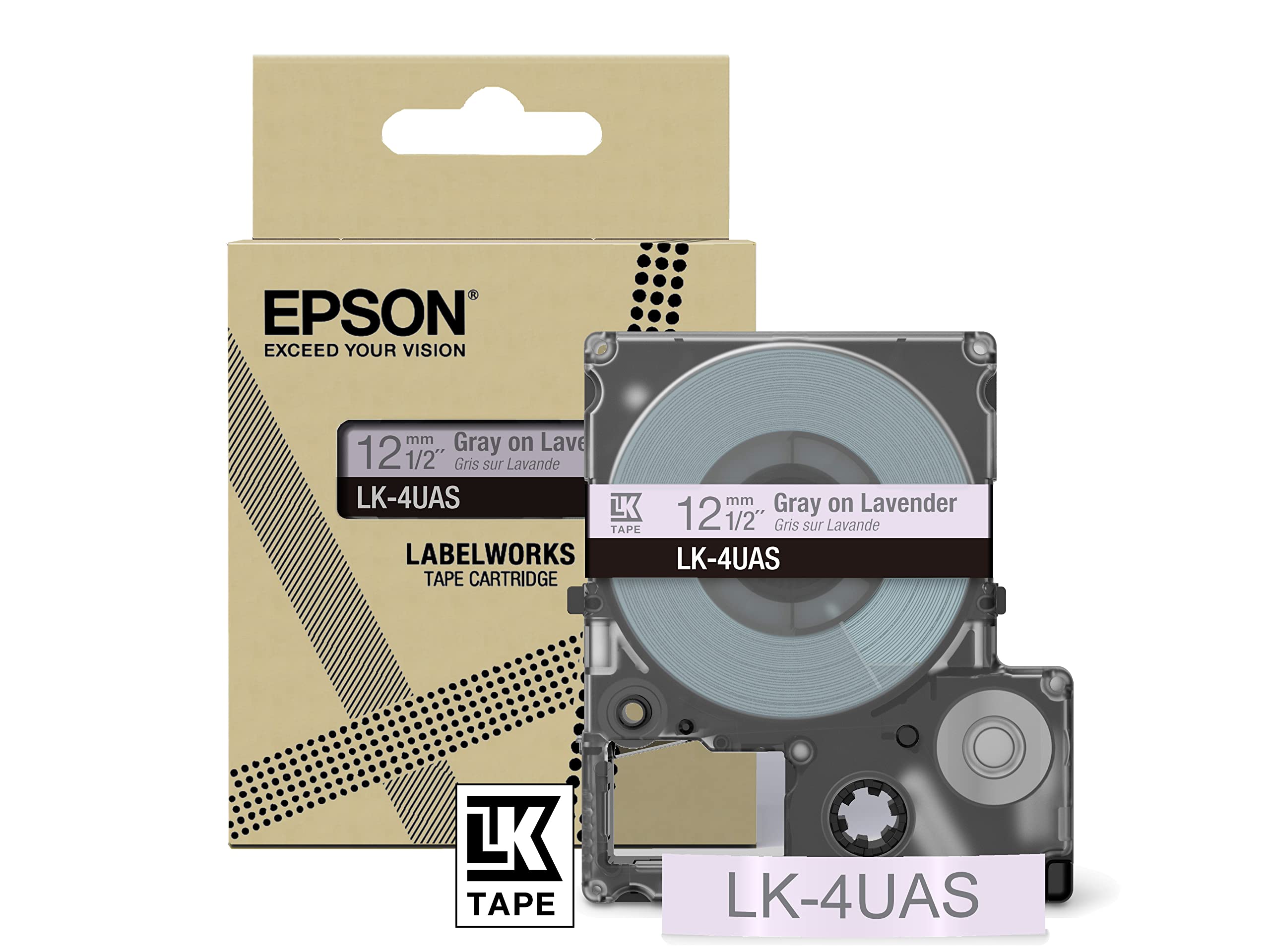 Epson - Epson LK-4UAS Gray on Soft Purple Tape Cartridge 12mm - C53S672107