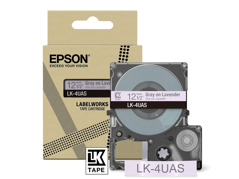 Epson - Epson LK-4UAS Gray on Soft Purple Tape Cartridge 12mm - C53S672107