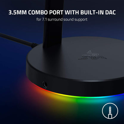 Razer Base Station V2 Chroma - Chroma Enabled Headset Stand with 3.1 USB Hub and 7.1 Surround Sound (2 USB 3.1 Ports, Intergrated Headset Stand, Non-Slip Base, Chroma RGB) Quartz Quartz Base Station V2 Chroma Single
