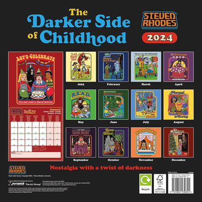 Steven Rhodes Calendar 2024 (Darker Side of Childhood Design) - Month to a View Planner 30cm x 30cm - Official Merchandise
