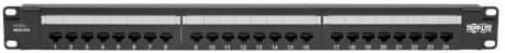 Eaton Cat6 24-Port PoE+ Patch Panel, RJ45 Ethernet, 1U Rackmount, EIA/TIA 568A/B Wiring Standards for 110 & Krone Terminations, Black (N252-P24) 24 Port