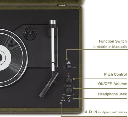 Crosley Mercury - Green Croc - Golden Hardware + Np15 + Bluetooth