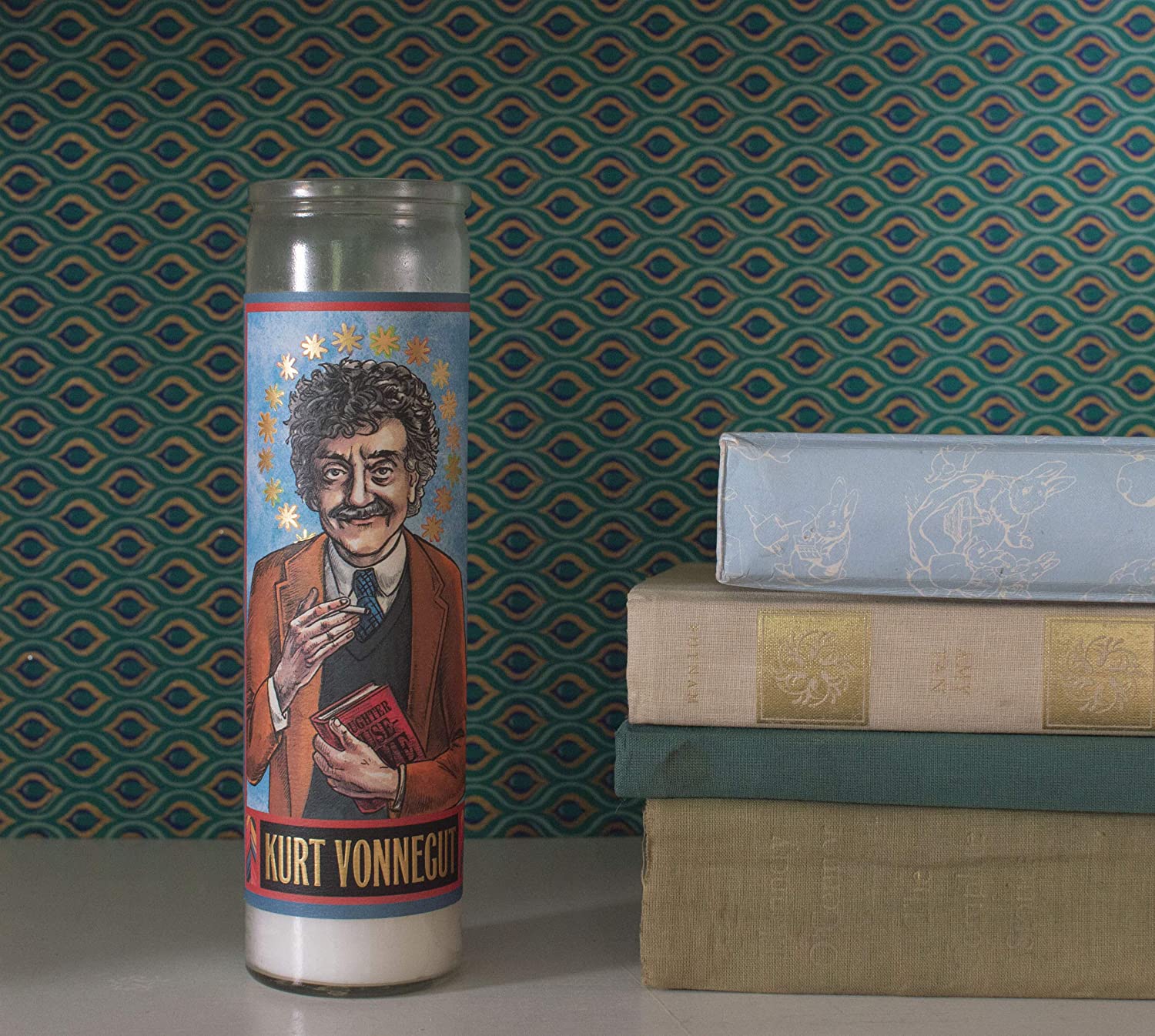 Kurt Vonnegut Secular Saint Candle - 8.5 Inch Glass Prayer Votive - [Dutch Import]