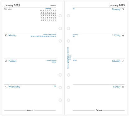 Filofax Personal Week on Two Pages English 2023 Diary,White