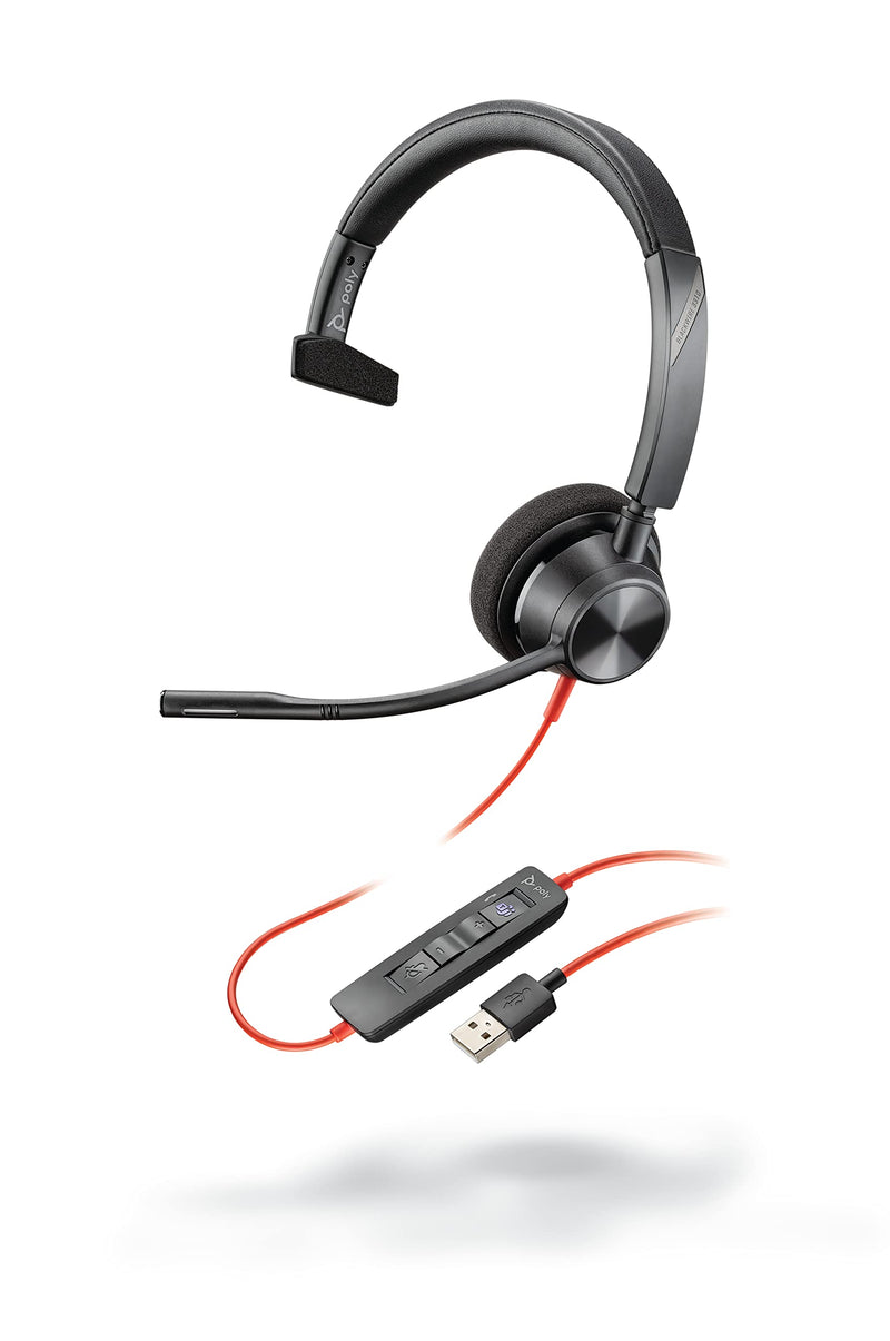 Plantronics - Blackwire 3310 USB-A (Poly) - Wired, Single Ear (Mono) Headset with Boom Mic - USB-A to connect to your PC and/or Mac - Works with Teams (Certified), Zoom & more 2018 Version (USB-A)