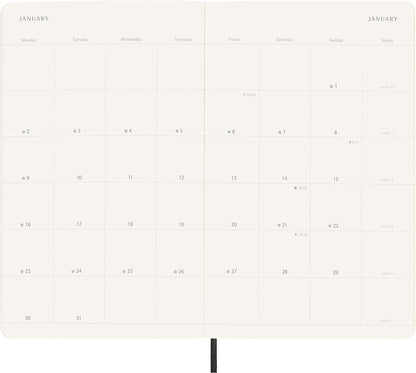 Moleskine Monthly Planner 2023, 12-Month Diary, Monthly Notebook with Soft Cover, Large Size 13 x 21 cm, Colour Black Soft Large Black