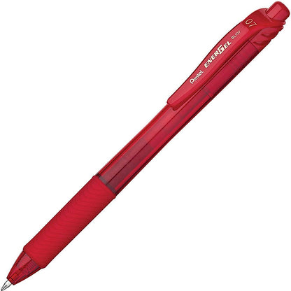 Pentel Energel-BL107-BX Tip Retractable Pen, 0.7 mm - Red (Pack of 12) Modern Red 12 Count (Pack of 1)