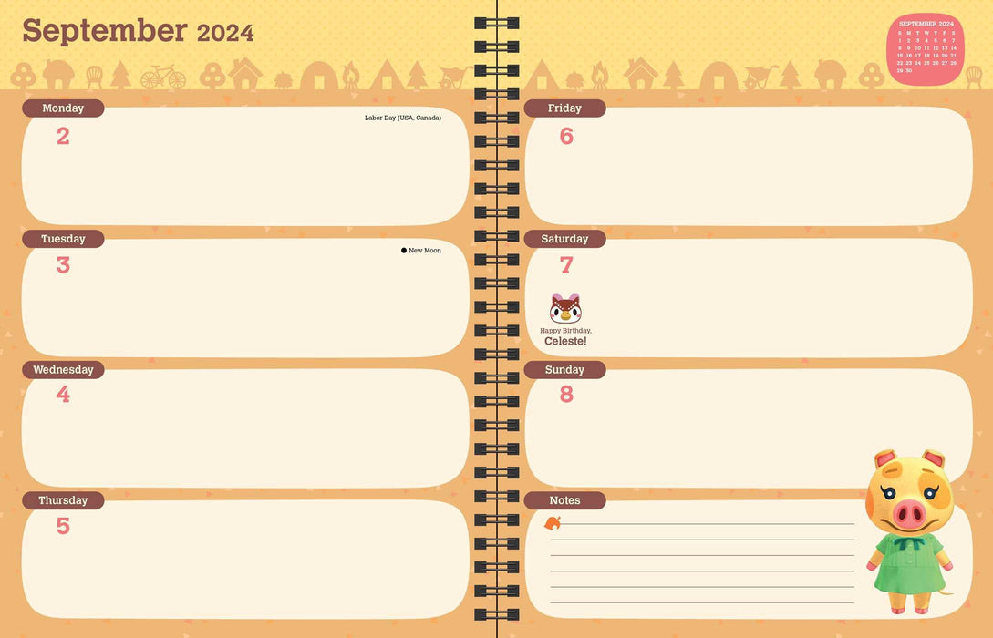 Animal Crossing 16-Month 2023-2024 Weekly/Monthly Planner Calendar