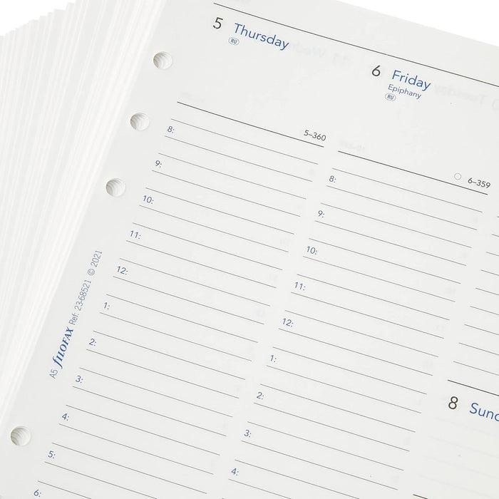 Filofax A5 Week on Two Pages English 2023 Diary, White