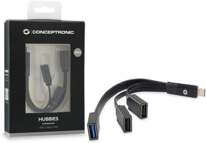 Conceptronic HUBBIES01B USB 3.1 Type-C (to 1-Port USB 3.0 + 2-Port USB 2.0 Cable Hub, OTG) Black