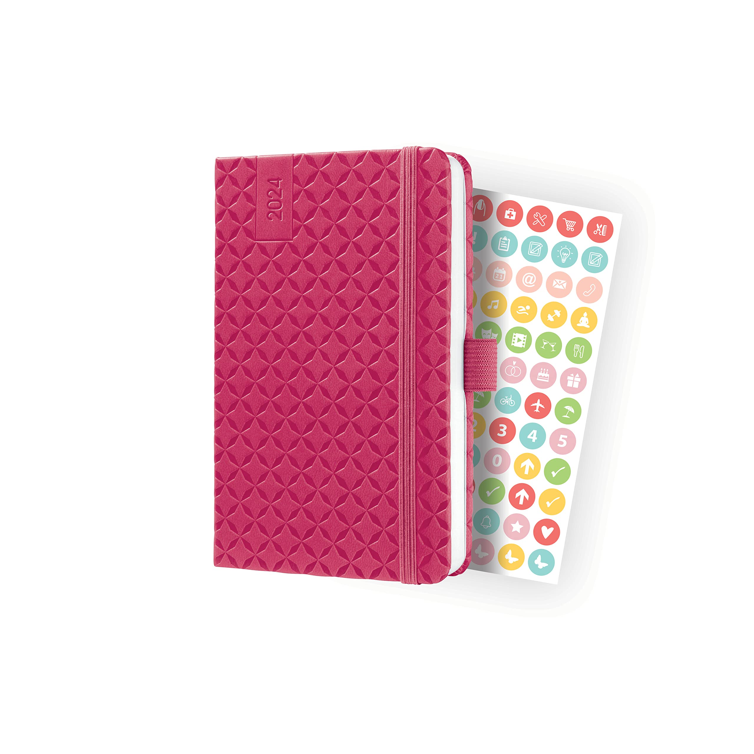 SIGEL J4104 Jolie Weekly planner 2024, hardcover, 9,5 x 15 cm, 174 pages, Pink Pink ca. A6