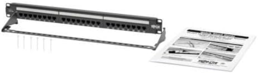 Eaton Cat6 24-Port PoE+ Patch Panel, RJ45 Ethernet, 1U Rackmount, EIA/TIA 568A/B Wiring Standards for 110 & Krone Terminations, Black (N252-P24) 24 Port