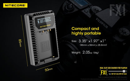 Nitecore Fx1 W126 Dual Slots Usb Fuji Charger Lcd