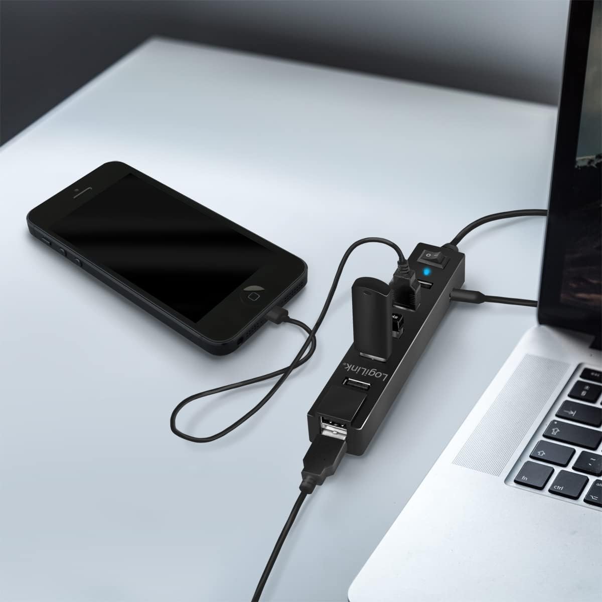 Logilink UA0112 USB Hub 7 USB 2.0 Ports Black