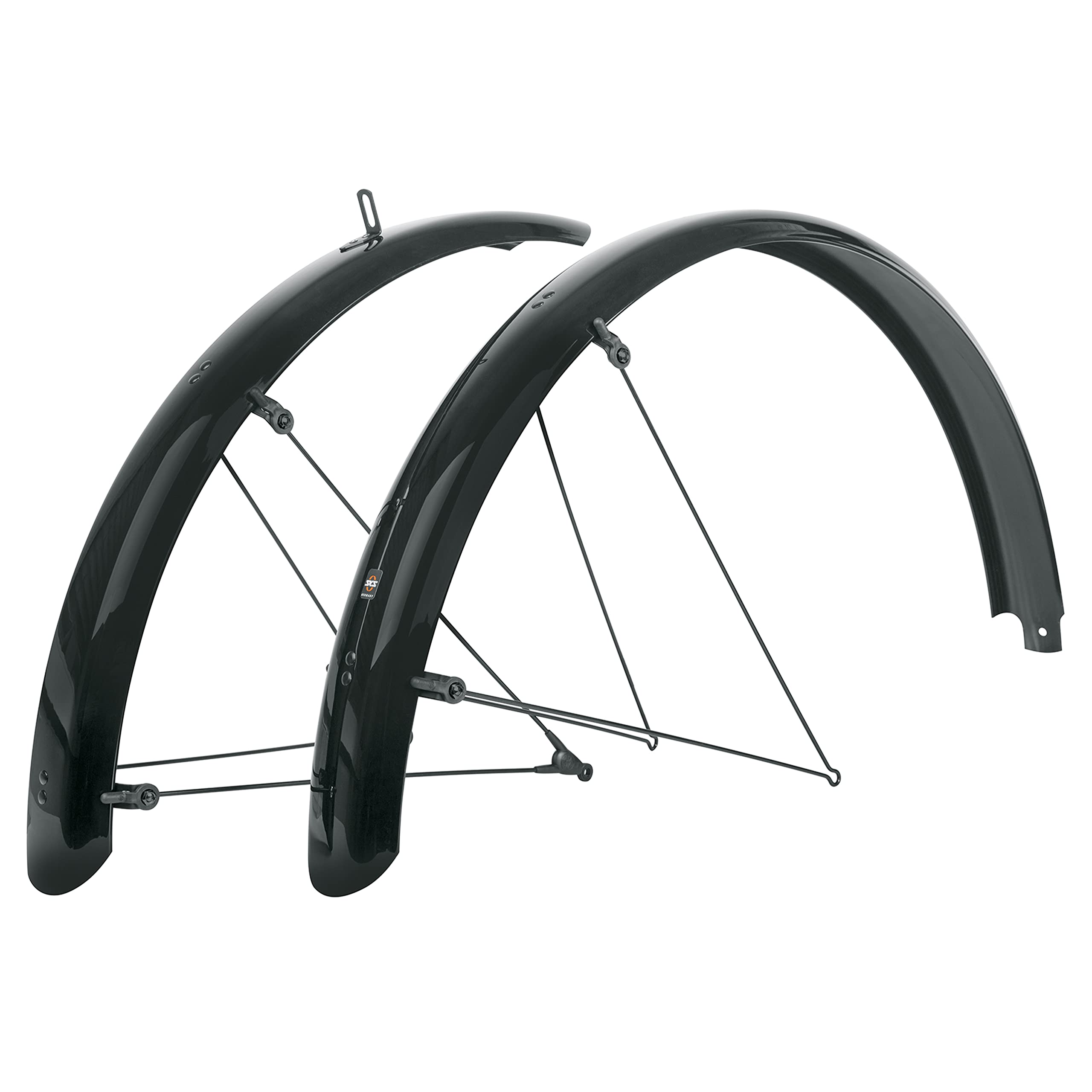 SKS GERMANY BLUEMELS Basic Schutzblech-Set 20"-29" (Fahrrad-Spritzschutz in verschiedenen Größen, aus Kunststoff/Aluminium, inkl. Streben-Sicherheitssystem, Made in Germany) 65mm Black