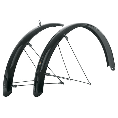 SKS GERMANY BLUEMELS Basic Schutzblech-Set 20"-29" (Fahrrad-Spritzschutz in verschiedenen Größen, aus Kunststoff/Aluminium, inkl. Streben-Sicherheitssystem, Made in Germany) 65mm Black