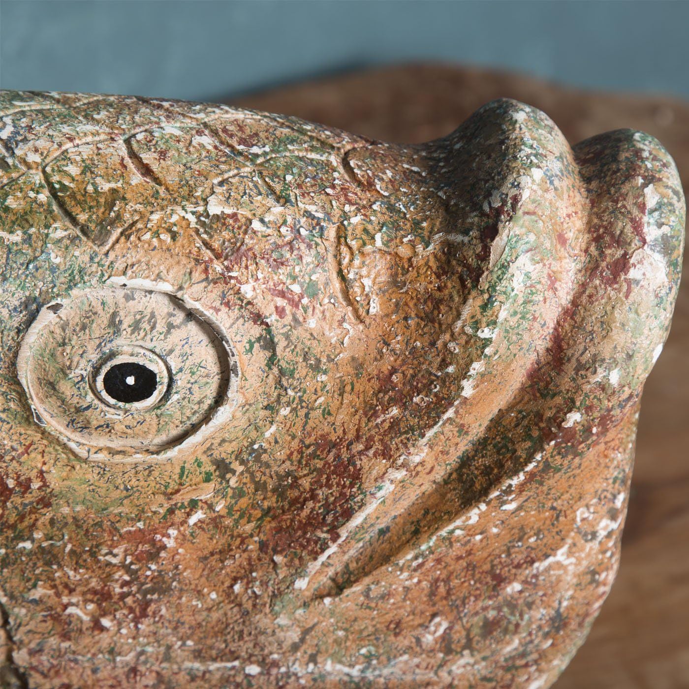 Belssia Fish, Wood, brown, green and black, 65 x 32 x 16 cm
