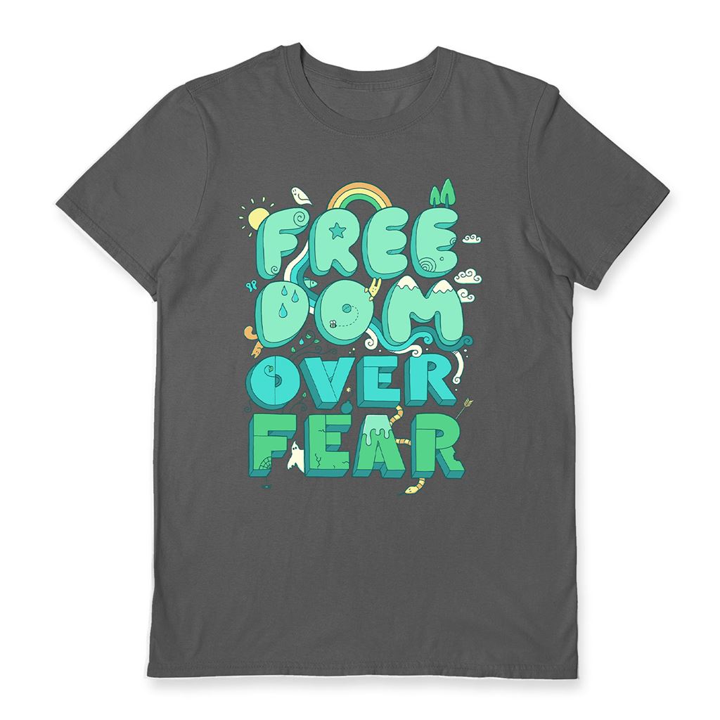 THE PAPER CRANE (FREEDOM OVER FEAR) CHARCOAL UNISEX T-SHIRT