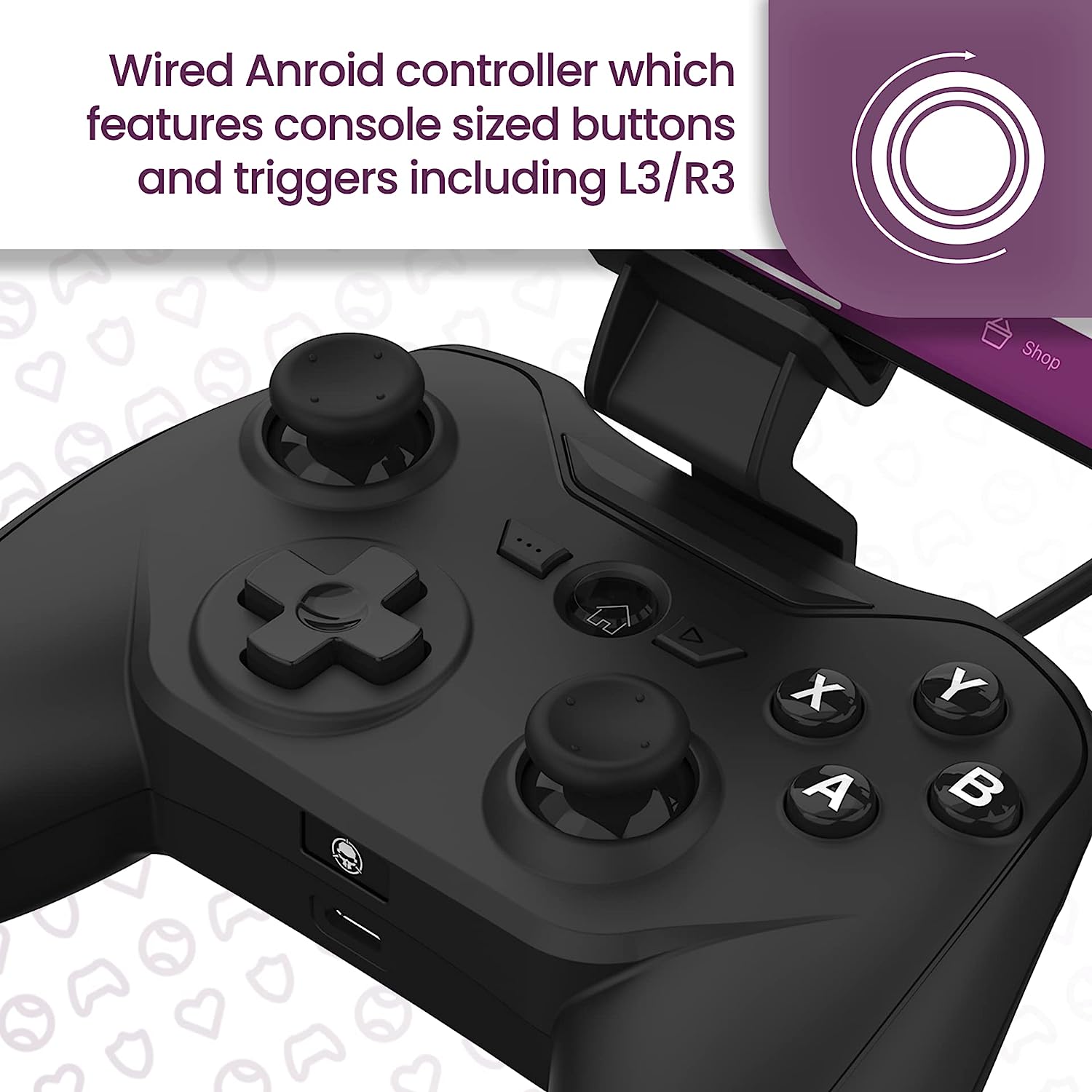 Rotor Riot Gaming Controller for Android – Wired Android Gamepad with Triggers, Power Pass Through Charging, D-Pad - Handheld Game Console Accessory with ZeroG Mobile Device Holder PWR+