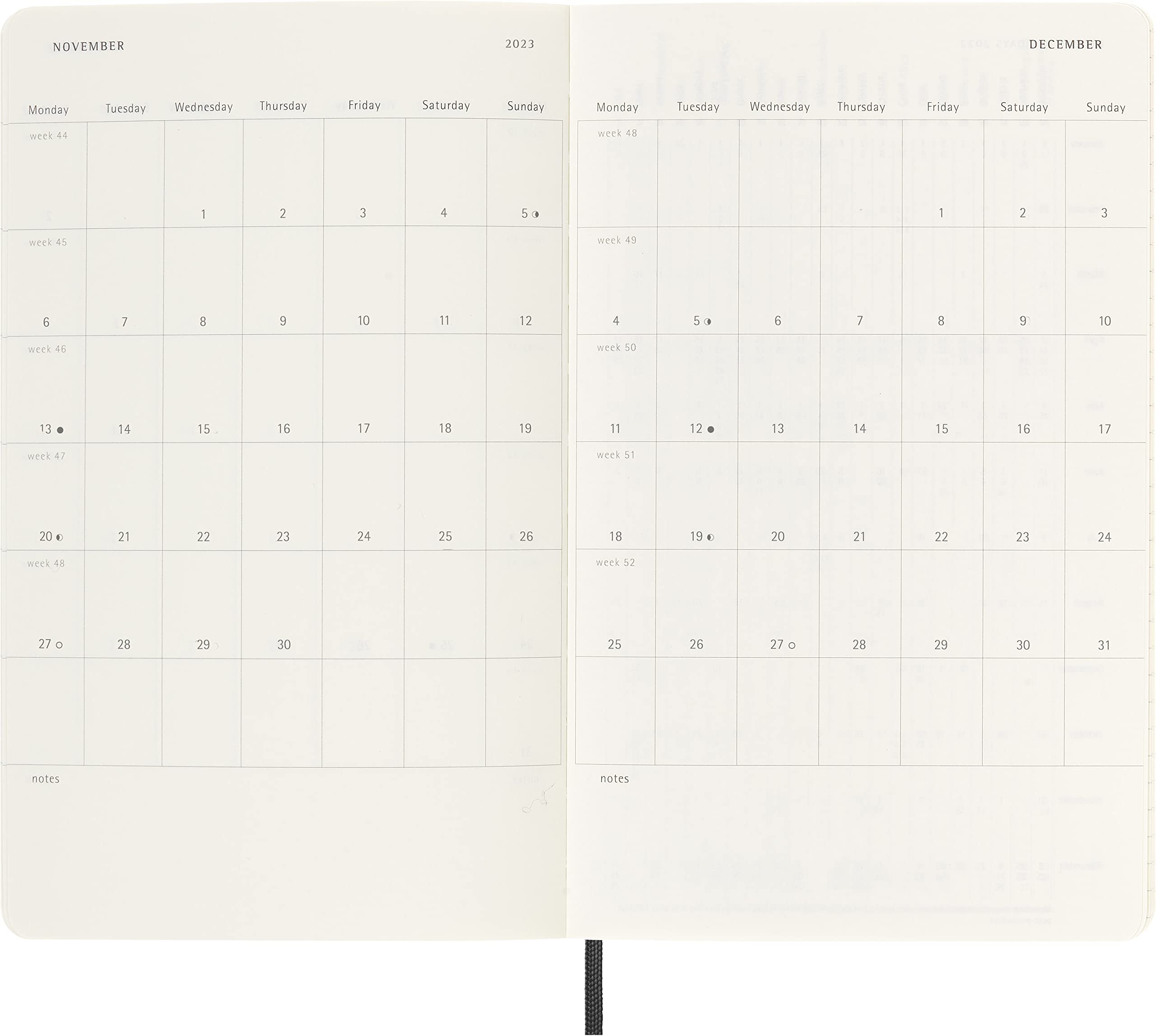 Moleskine Classic 12 Month 2023 Weekly Horizontal Planner, Soft Cover, Large (5" x 8.25"), Black