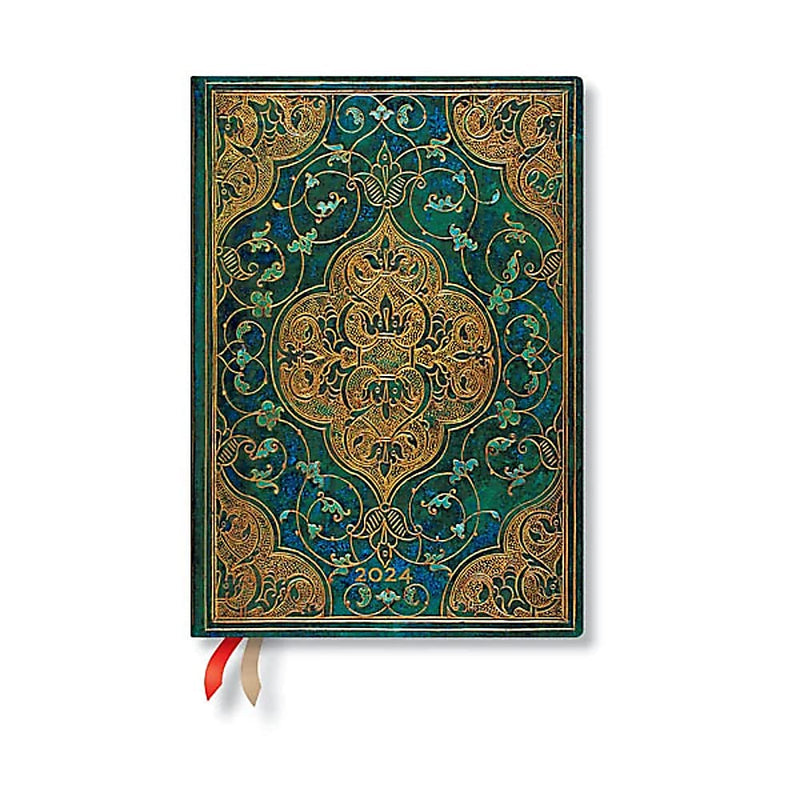 Turquoise Chronicles (Turquoise Chronicles) Midi Vertical 12-month Dayplanner 2024 (Elastic Band Closure)