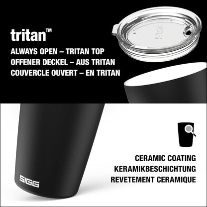 SIGG - Neso Pure Cream Coffee Travel Mug - With Tritan Lid - Dishwasher Safe - Lightweight - BPA Free - 18/8 Stainless Steel - 0.3L / 0.4L Black 0.3 L
