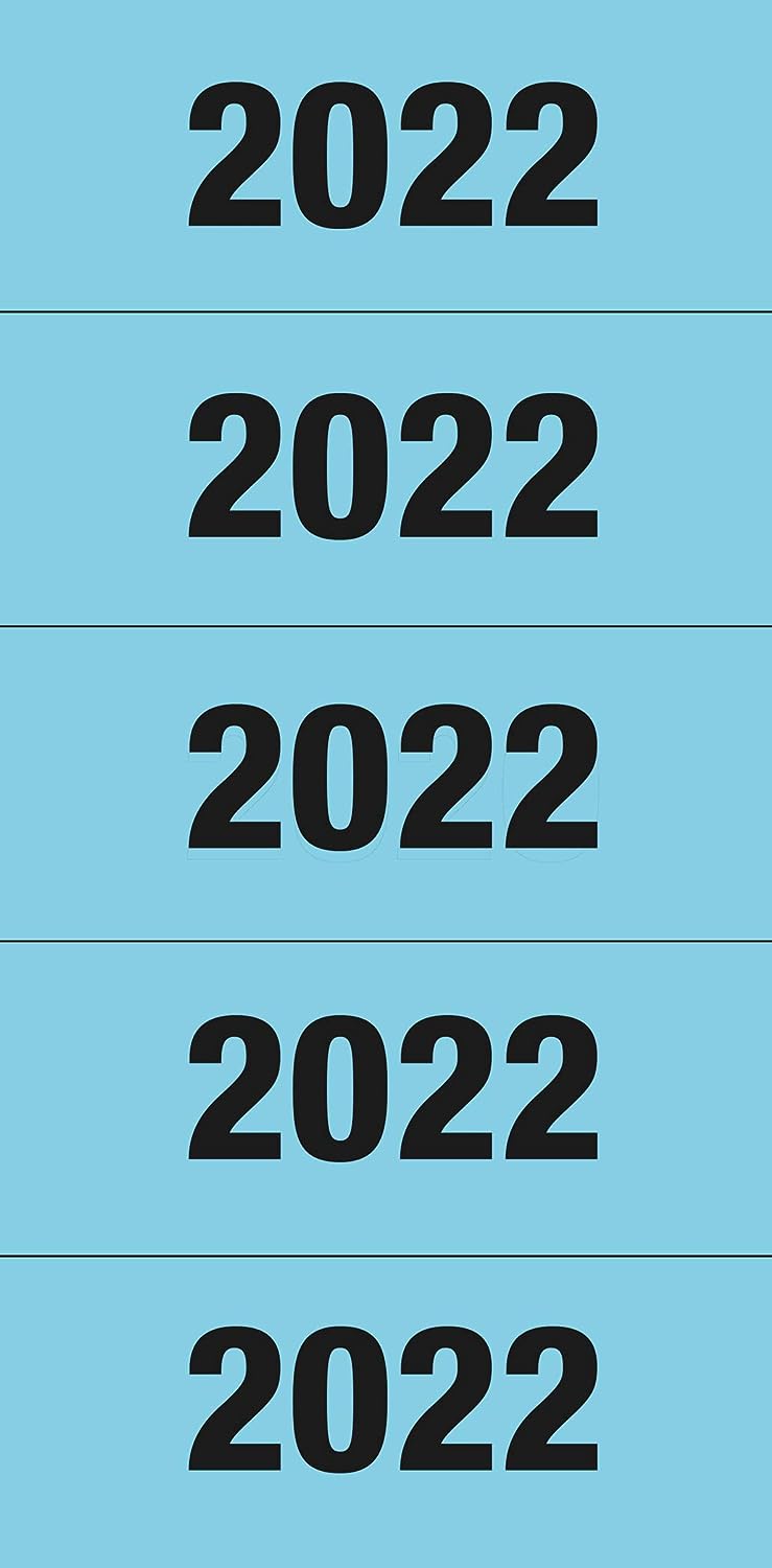 HERMA 1682 Year Numbers Stickers for Folders, 20 Sheets, 60 x 26 mm, 5 per Sheet, 100 Stickers, Self-Adhesive, Opaque Text Labels, Matte, 100 Adhesive Paper Labels, Blue 2022.