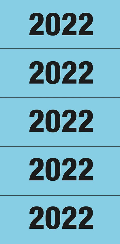 HERMA 1682 Year Numbers Stickers for Folders, 20 Sheets, 60 x 26 mm, 5 per Sheet, 100 Stickers, Self-Adhesive, Opaque Text Labels, Matte, 100 Adhesive Paper Labels, Blue 2022.