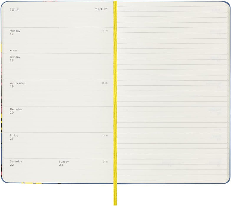 Moleskine Weekly Planner 2023, 12-Month Monthly Diary, Limited Edition Frida Kahlo, Weekly Planner With Hard Cover and Elastic Closure, Large Size 13 x 21 cm, Colour Blue Hard Cover Large Blue