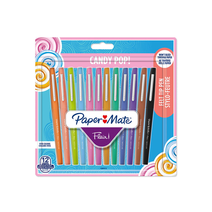 Paper Mate InkJoy 100ST Ballpoint Pen | Medium Point (1.0mm) | Assorted Fun Colours | 12 Count assorted colours 12 Count (Pack of 1) single